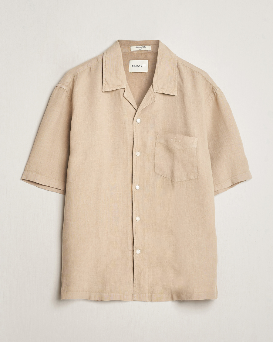 Herr | Skjortor | Gant | Relaxed Fit Linen Resort Short Sleeve Shirt Concrete Beige