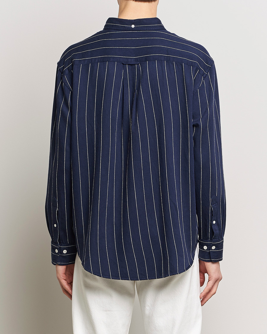 Herr | Skjortor | GANT | Relaxed Fit Slub Striped Shirt Classic Blue