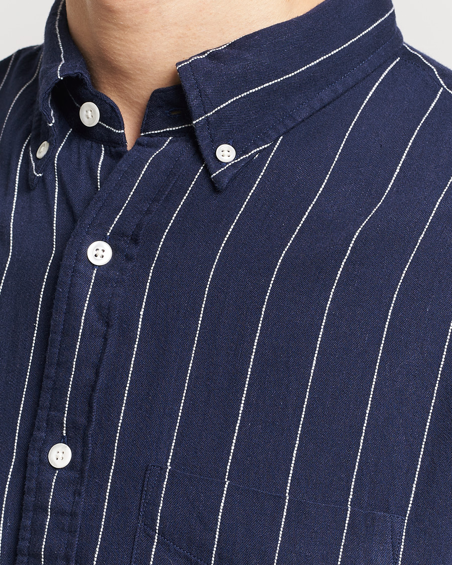Herr | Skjortor | GANT | Relaxed Fit Slub Striped Shirt Classic Blue