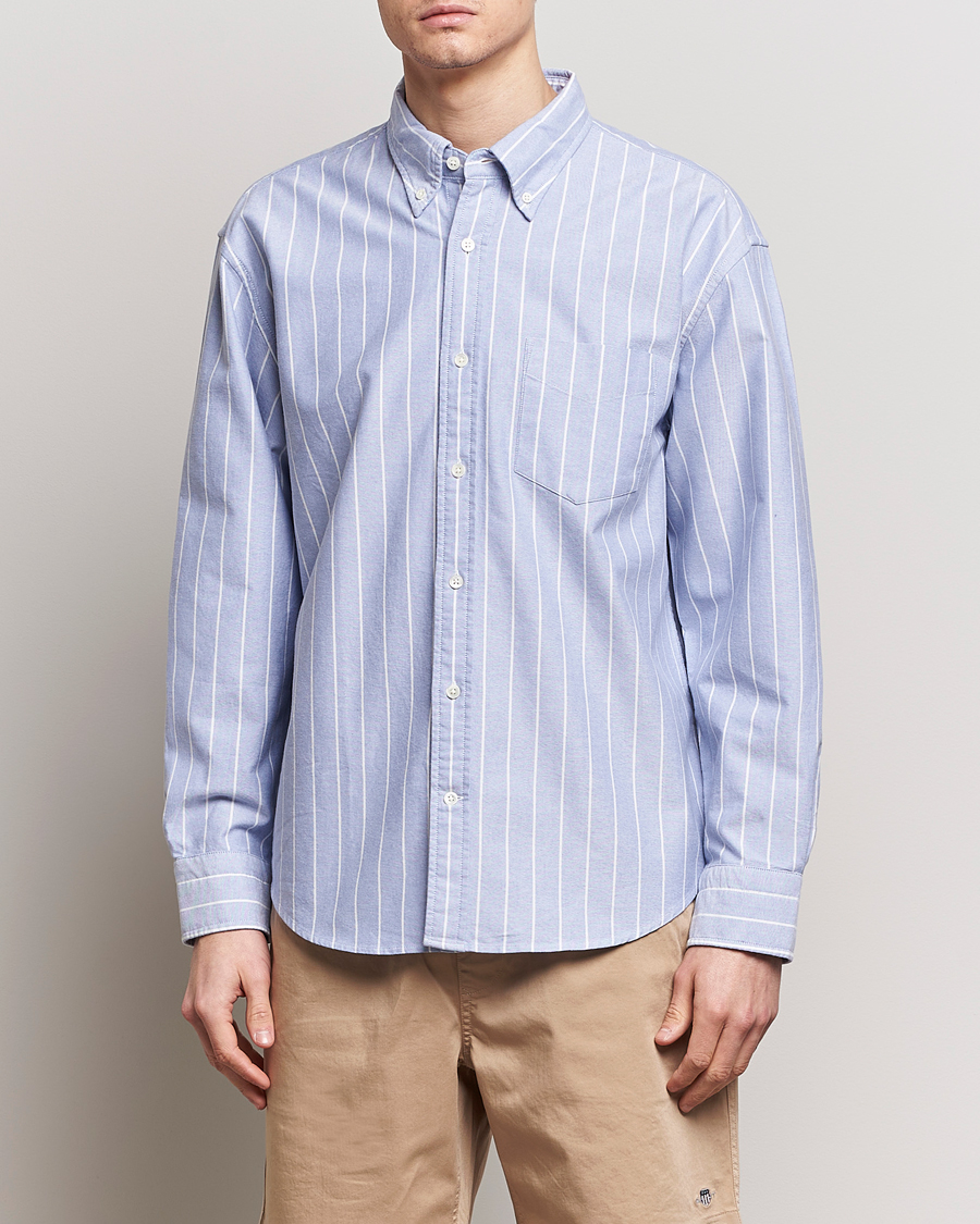 Herr | Kläder | GANT | Relaxed Fit Heritage Striped Oxford Shirt Blue/White