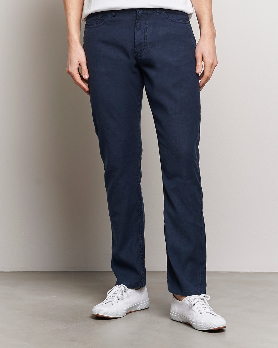 Herr | Byxor | GANT | Cotton/Linen 5-Pocket Trousers Marine