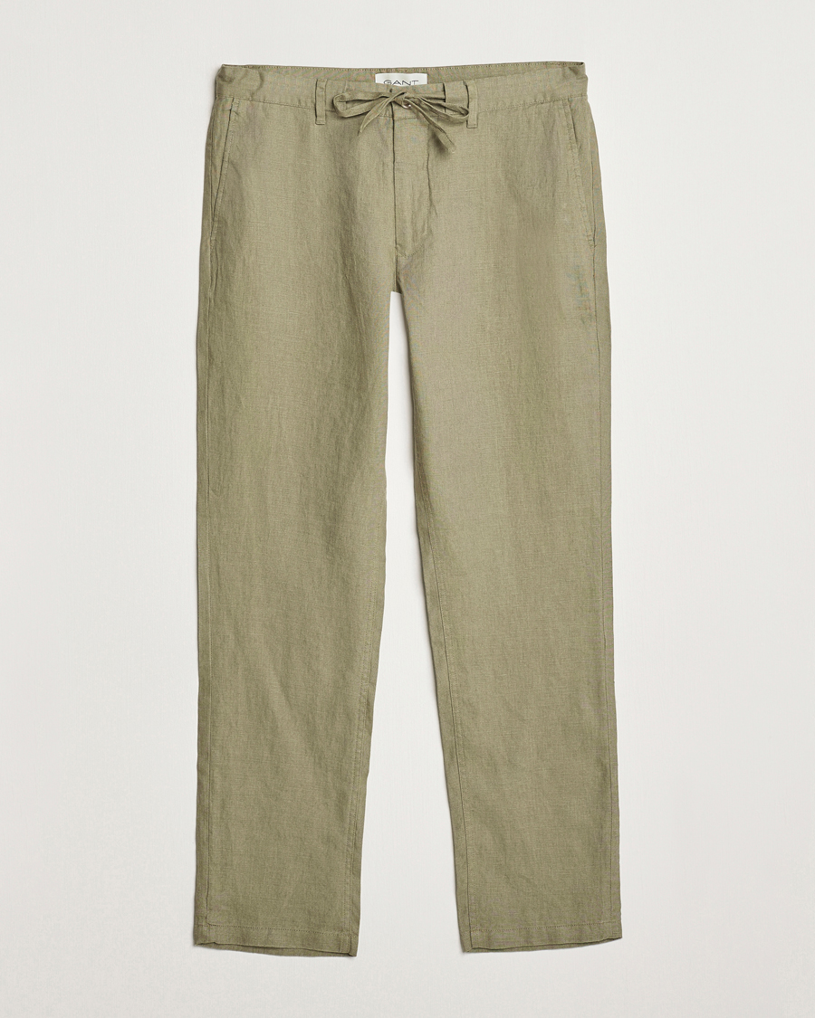 Herr | Byxor | GANT | Relaxed Linen Drawstring Pants Dried Clay