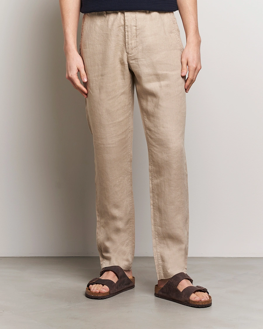 Herr | Linnebyxor | GANT | Relaxed Linen Drawstring Pants Dry Sand