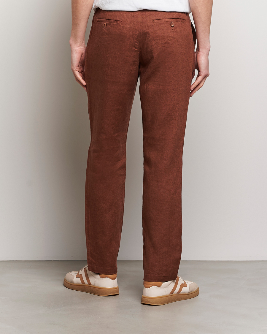 Herr | Byxor | GANT | Relaxed Linen Drawstring Pants Cognac Brown
