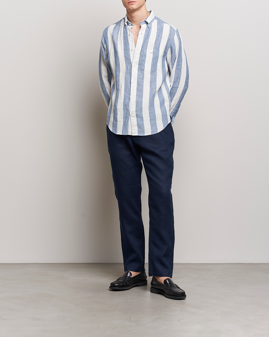 Herr | Byxor | GANT | Relaxed Linen Drawstring Pants Marine