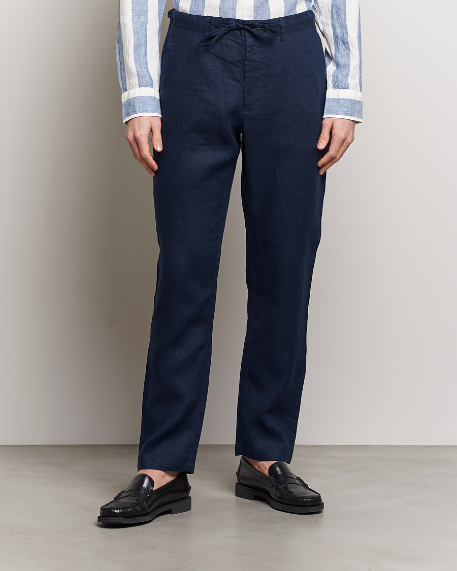 Herr | Kläder | GANT | Relaxed Linen Drawstring Pants Marine