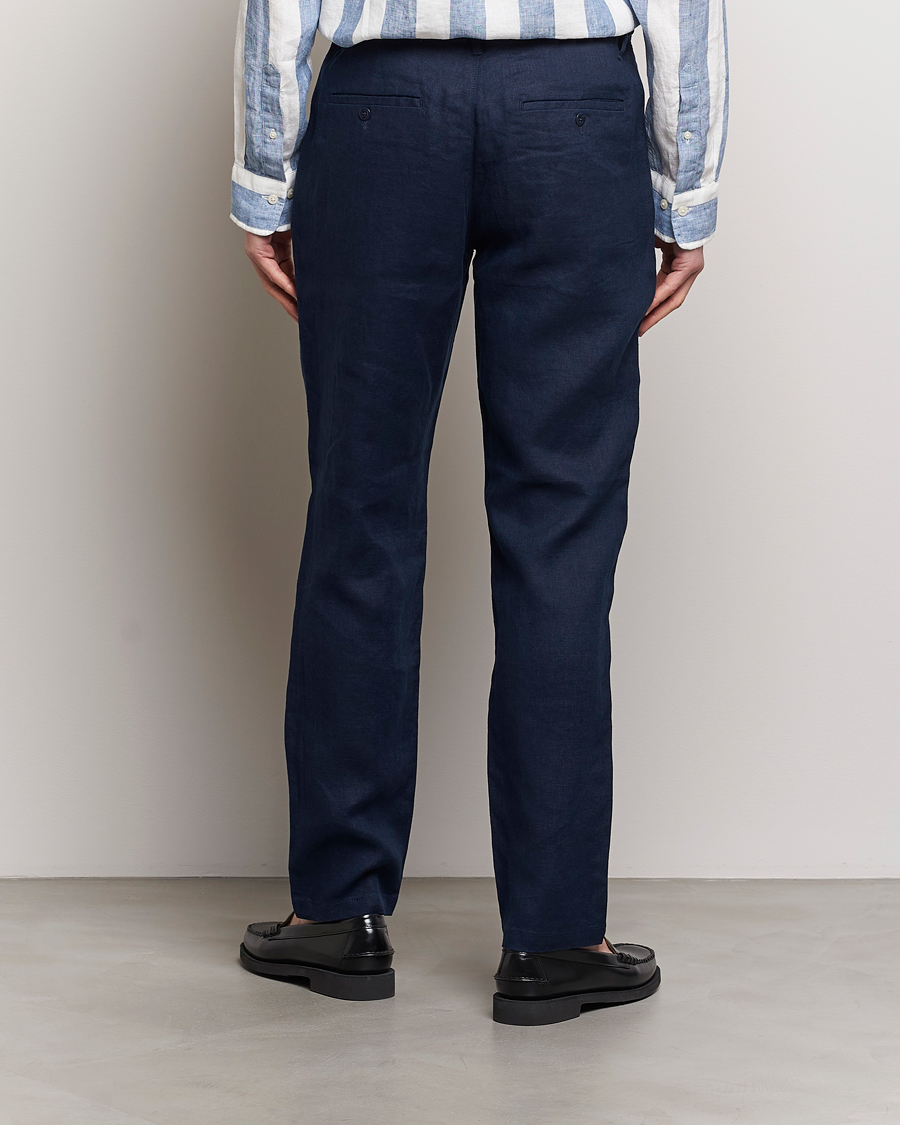 Herr | Byxor | GANT | Relaxed Linen Drawstring Pants Marine