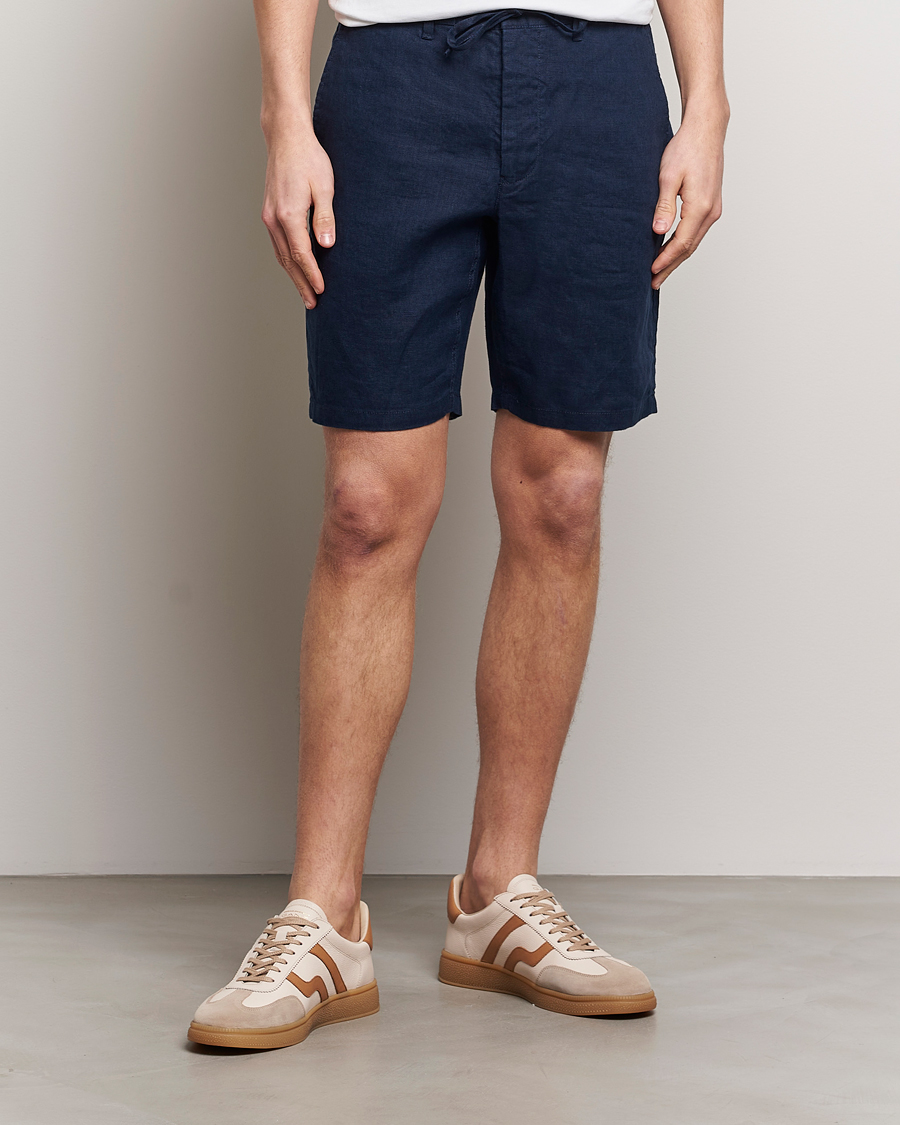 Herr | Kläder | GANT | Relaxed Linen Drawstring Shorts Marine