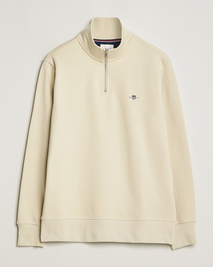 Herr | Tröjor | GANT | Original Shield Half Zip Sweater Silky Beige