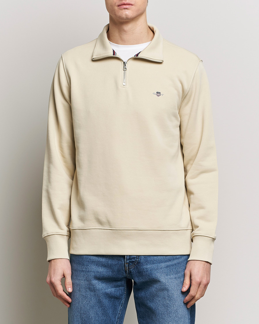 Herr | Lojalitetserbjudande | GANT | Original Shield Half Zip Sweater Silky Beige