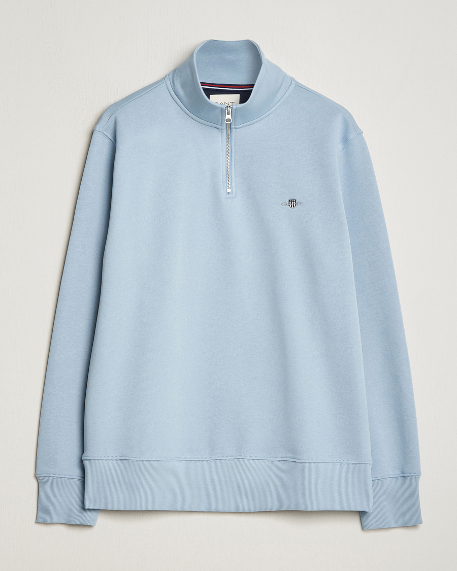 Herr | Tröjor | GANT | Original Shield Half Zip Sweater Dove Blue