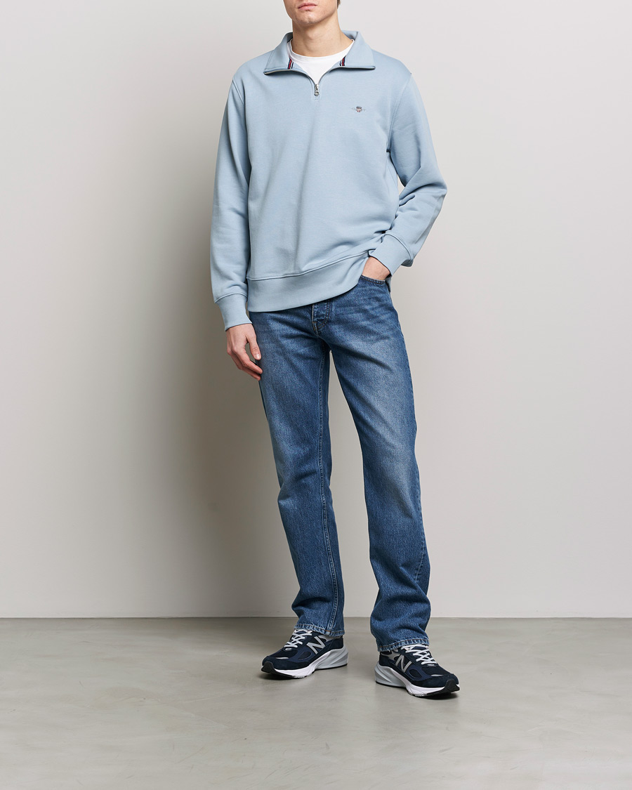 Herr | Tröjor | GANT | Original Shield Half Zip Sweater Dove Blue
