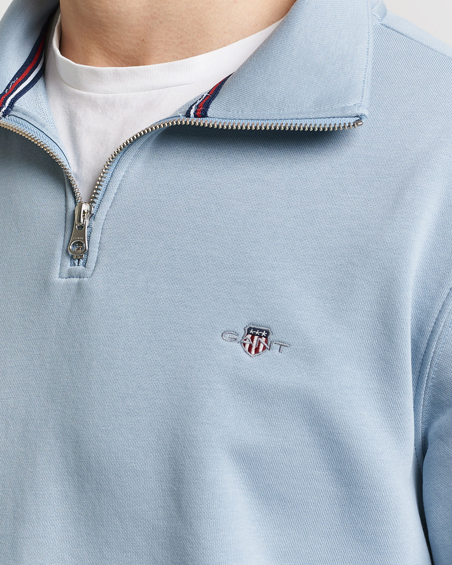 Herr | Tröjor | GANT | Original Shield Half Zip Sweater Dove Blue