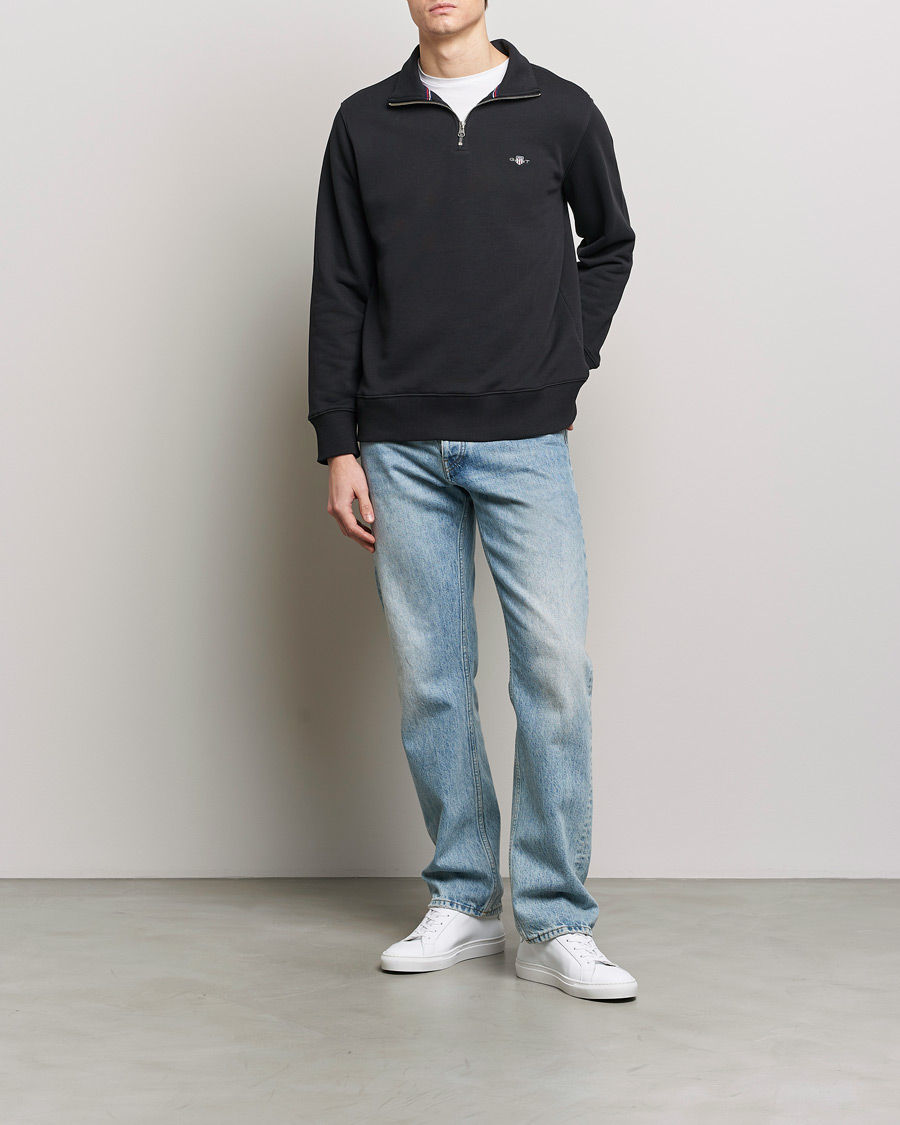 Herr | Tröjor | GANT | Original Shield Half Zip Sweater Black