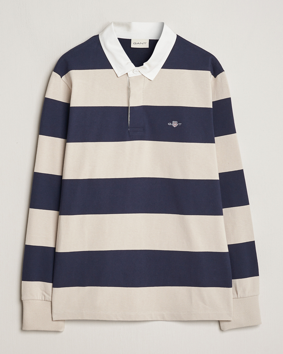 Herr | Tröjor | GANT | Barstriped Rugger Silky Beige/Navy