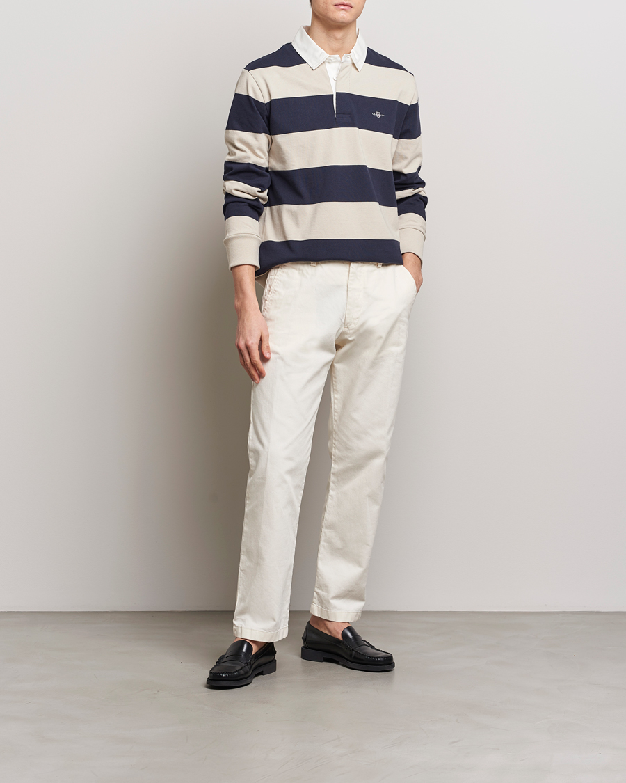 Herr | Tröjor | GANT | Barstriped Rugger Silky Beige/Navy