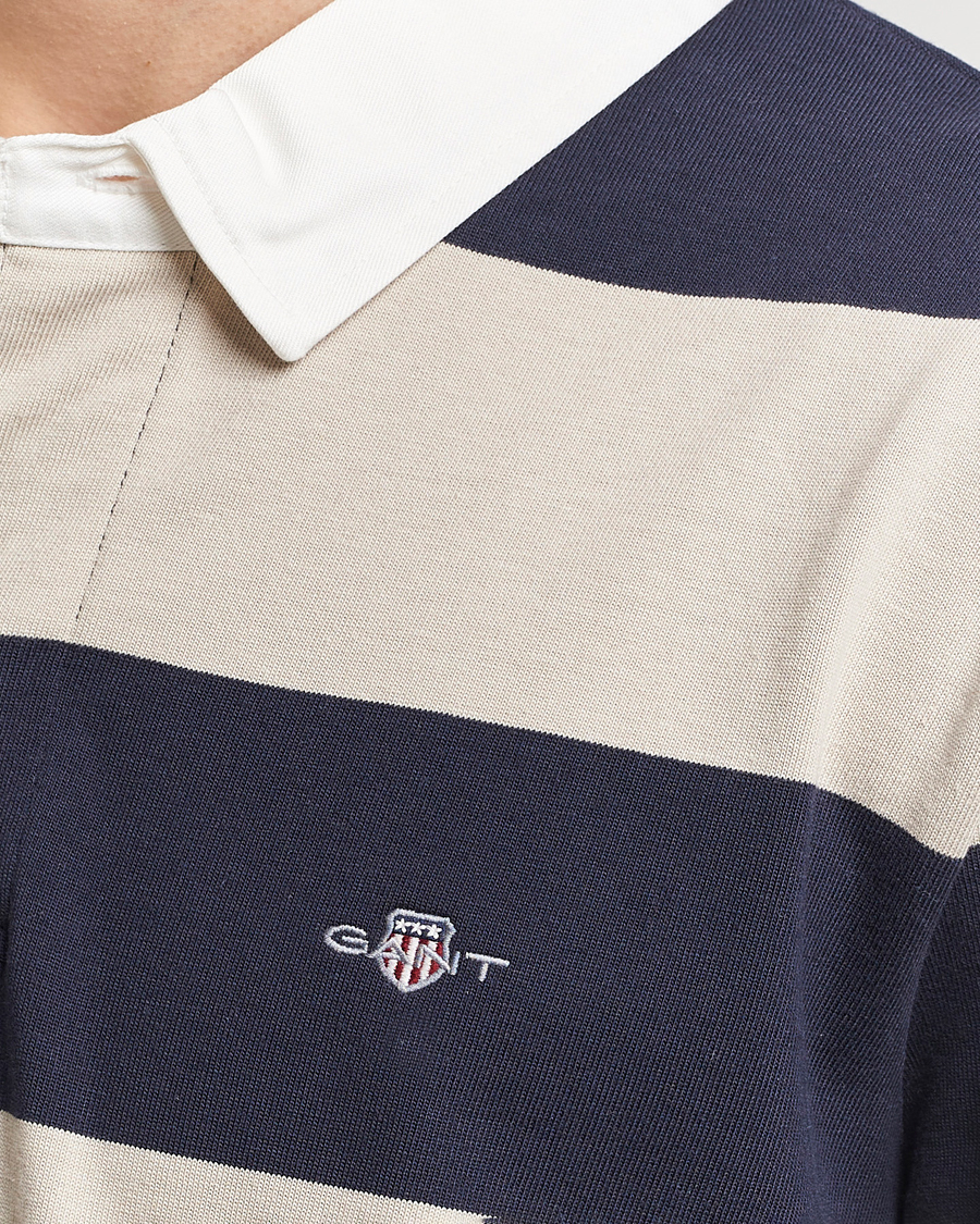 Herr | Tröjor | GANT | Barstriped Rugger Silky Beige/Navy