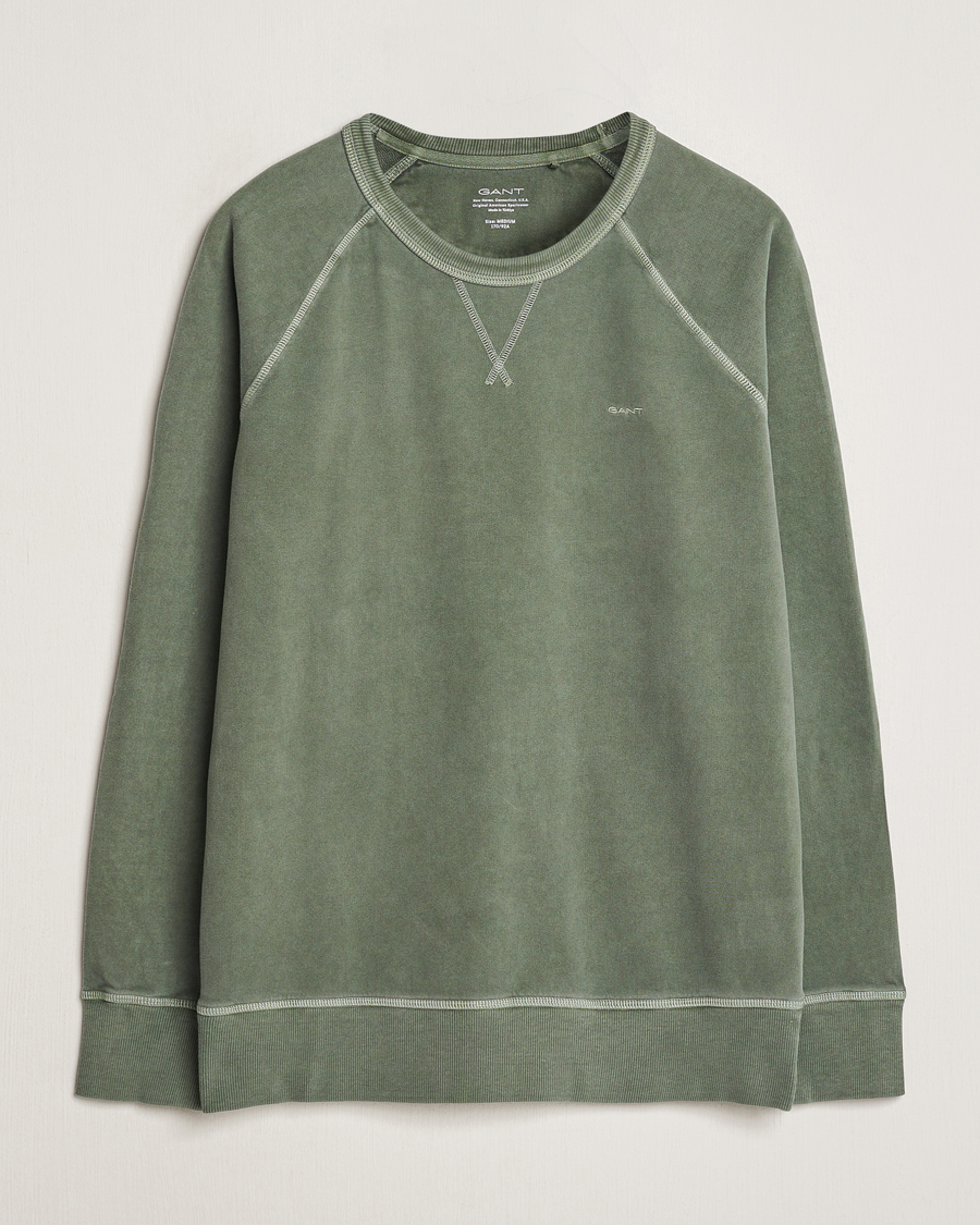Herr | Tröjor | GANT | Sunbleached Crew Neck Sweatshirt Pine Green