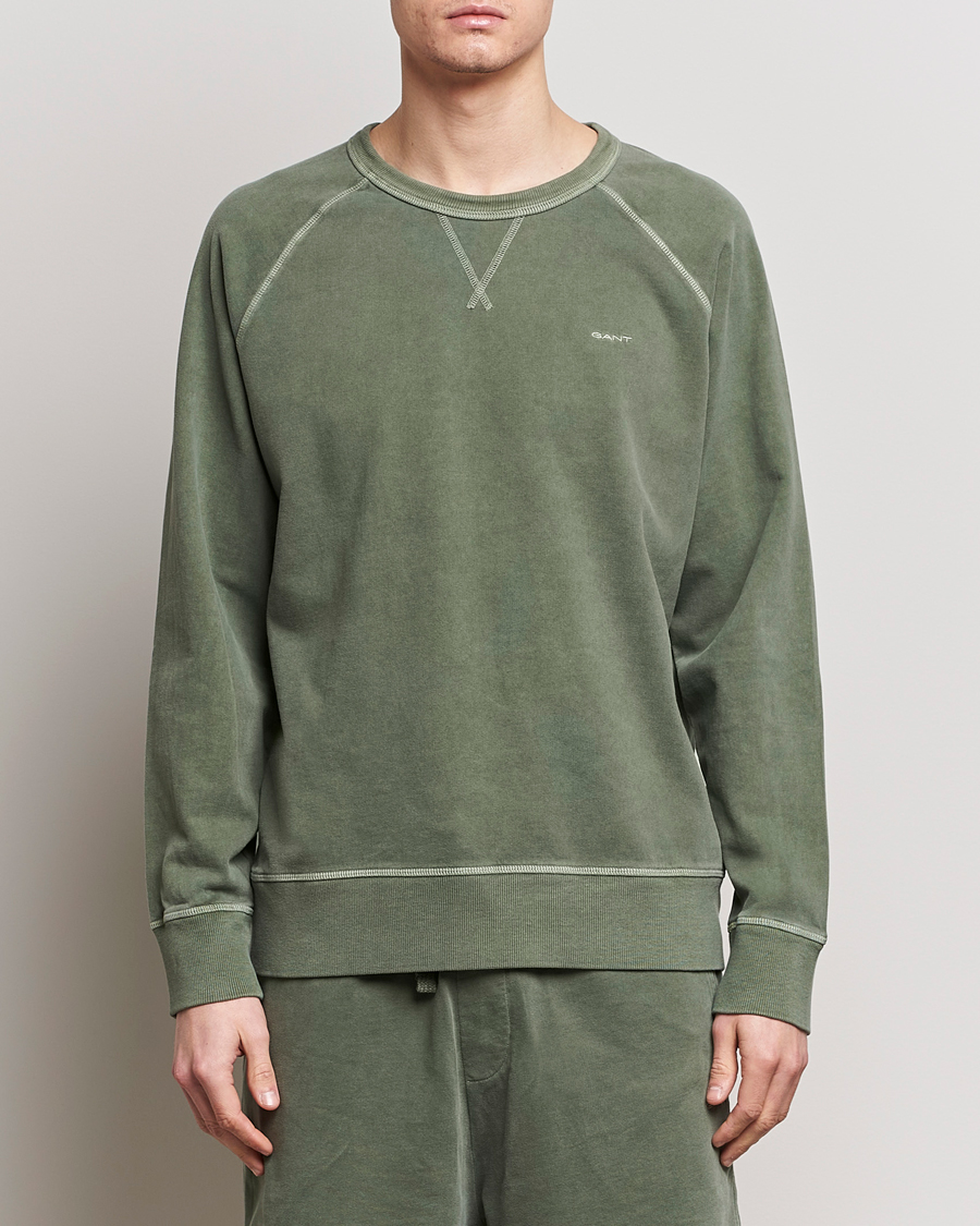 Herr | Preppy Authentic | GANT | Sunbleached Crew Neck Sweatshirt Pine Green