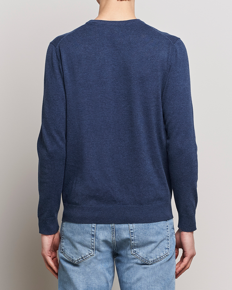 Herr | Tröjor | GANT | Classic Cotton Crew Neck Dark Jeans Blue Melange