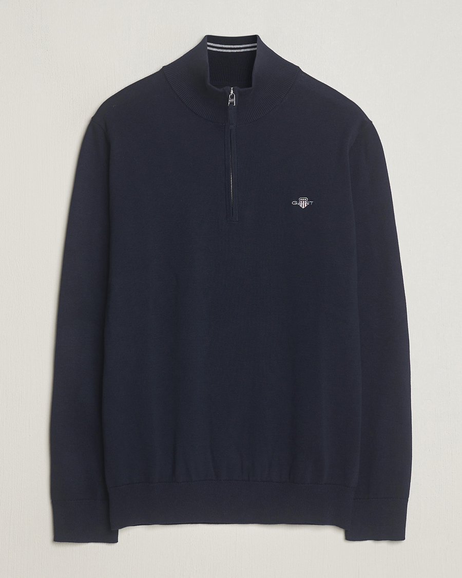 Herr | Tröjor | GANT | Classic Cotton Half Zip Evening Blue