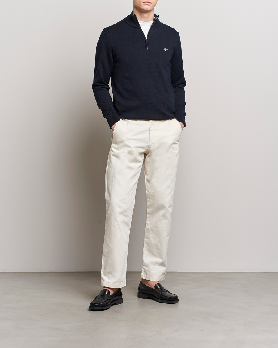 Herr | Tröjor | GANT | Classic Cotton Half Zip Evening Blue