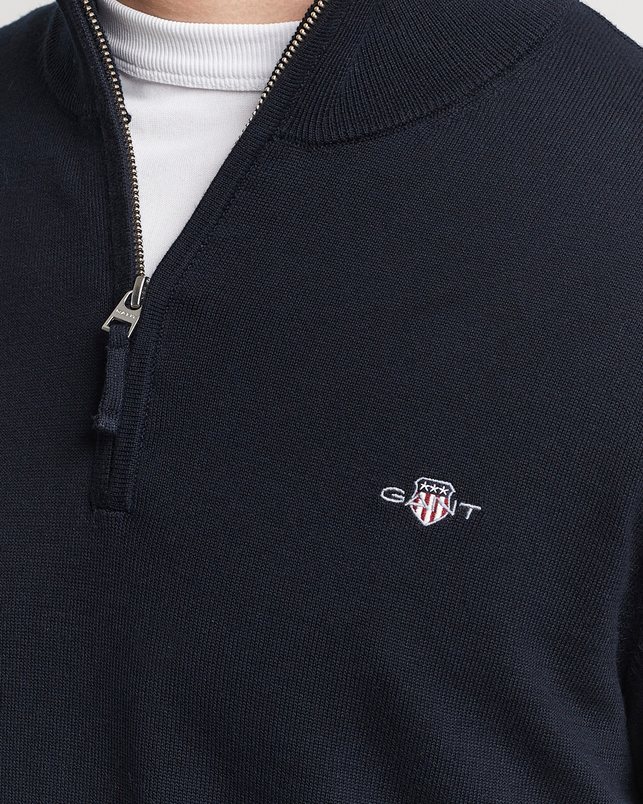 Herr | Tröjor | GANT | Classic Cotton Half Zip Evening Blue