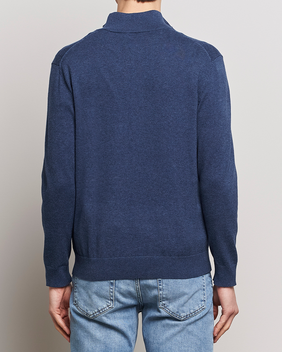 Herr | Tröjor | GANT | Classic Cotton Half Zip Dark Jeans Blue Melange