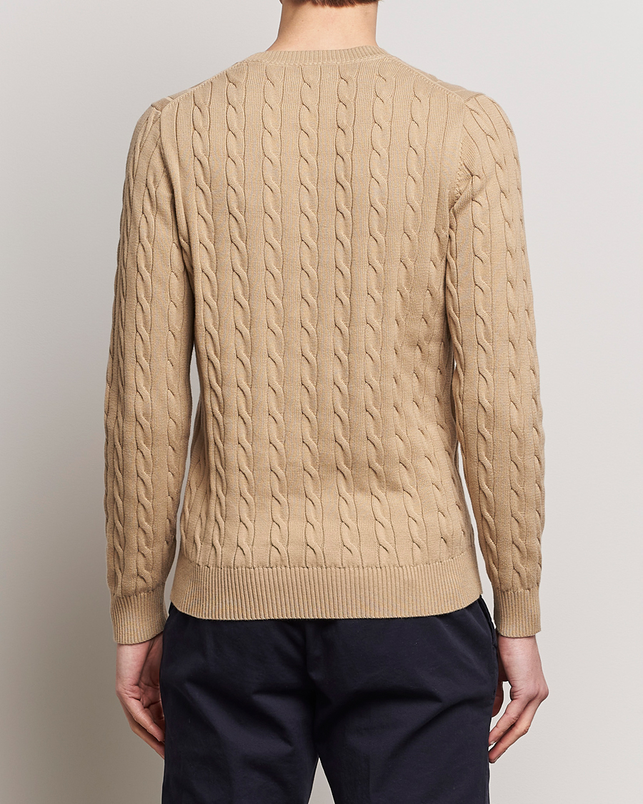 Herr | Tröjor | GANT | Cotton Cable Crew Neck Pullover Dark Khaki