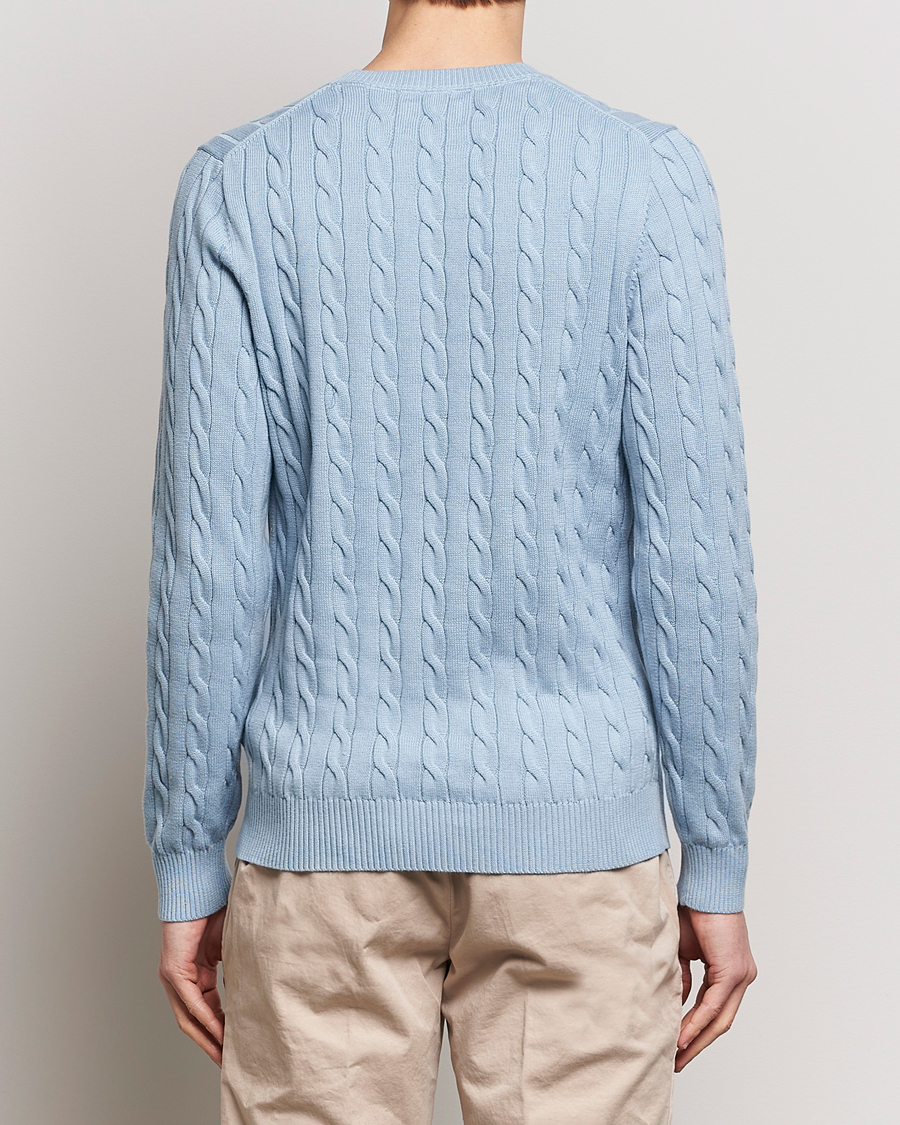 Herr | Tröjor | GANT | Cotton Cable Crew Neck Pullover Dove Blue