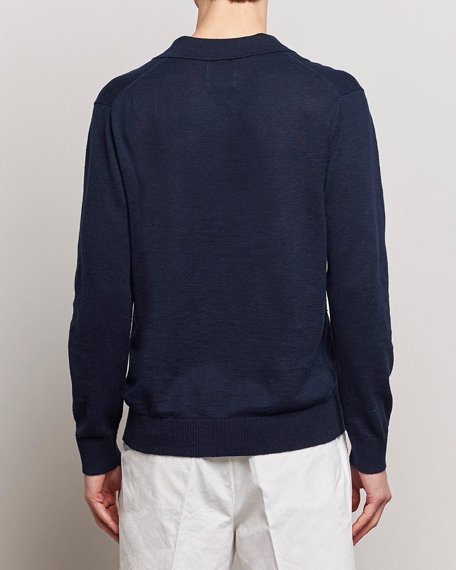 Herr | Tröjor | GANT | Cotton/Linen Knitted Polo Evening Blue
