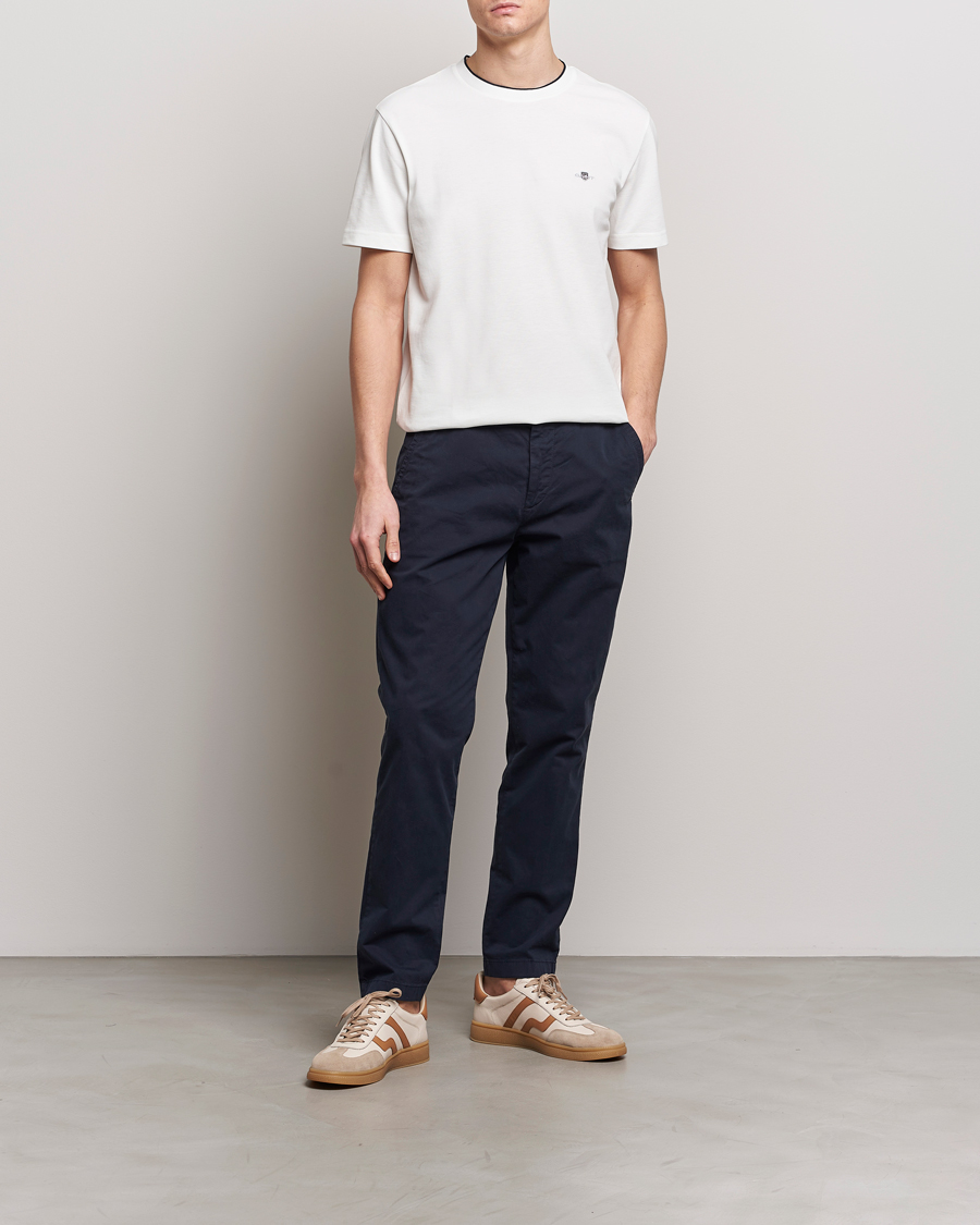 Herr | T-Shirts | GANT | Pique Crew Neck T-Shirt Eggshell