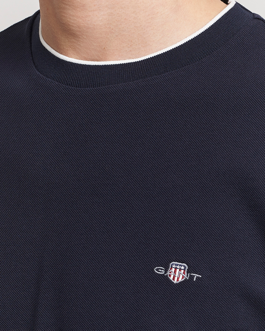 Herr | T-Shirts | GANT | Pique Crew Neck T-Shirt Evening Blue