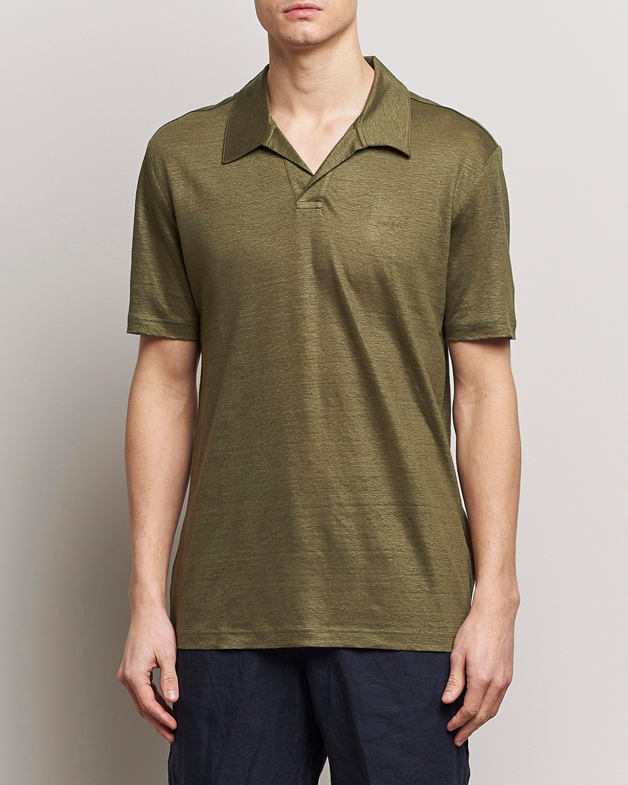 Herr | Kortärmade pikéer | GANT | Linen Polo Juniper Green