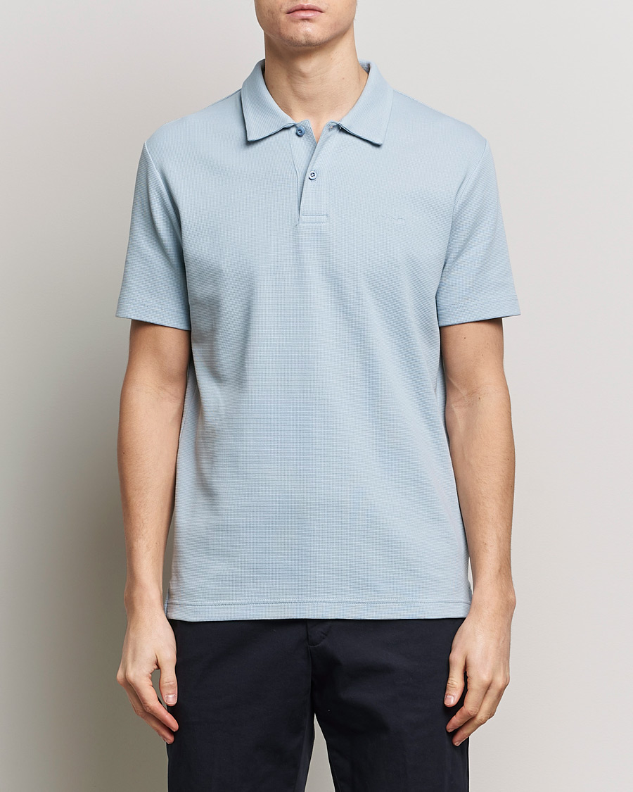 Herr | Preppy Authentic | GANT | Waffle Textured Polo Dove Blue