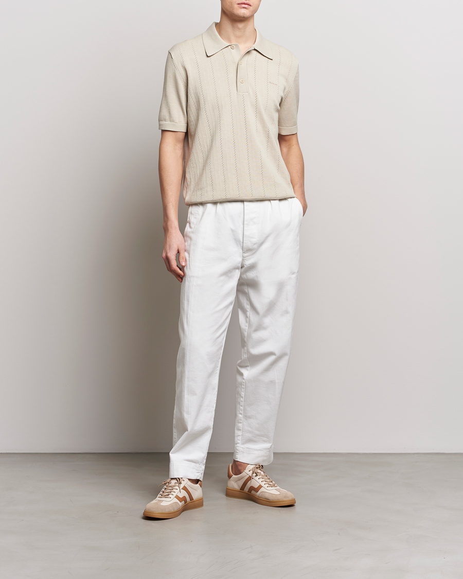 Herr | Pikéer | GANT | Pointelle Structured Knitted Polo Silky Beige