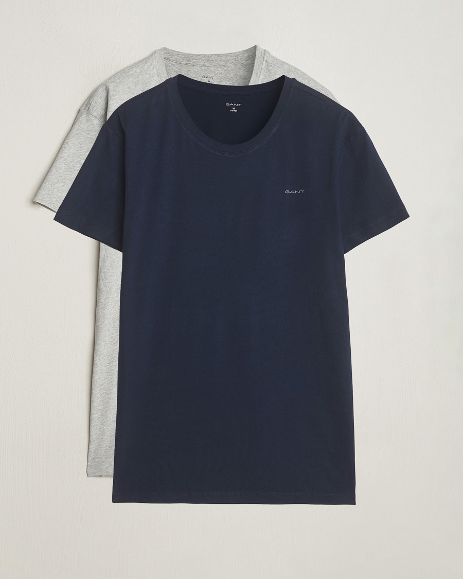 Herr | T-Shirts | GANT | 2-Pack Crew Neck T-Shirt Light Grey/Navy