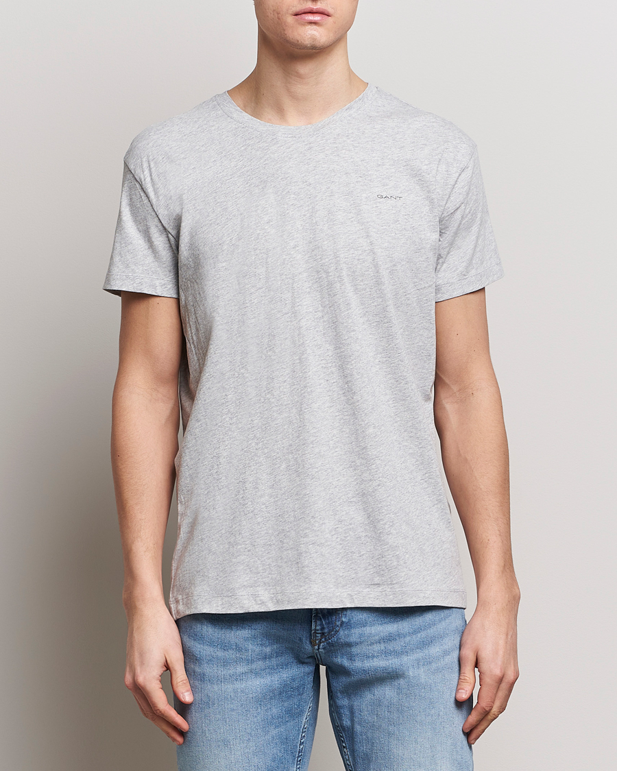 Herr | GANT | GANT | 2-Pack Crew Neck T-Shirt Light Grey/Navy