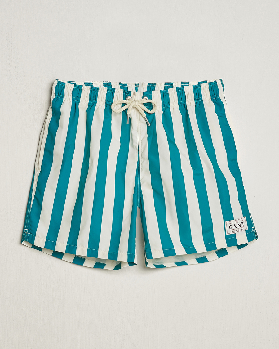 Herr | Badbyxor | GANT | Blockstriped Swimshorts Ocean Turquoise