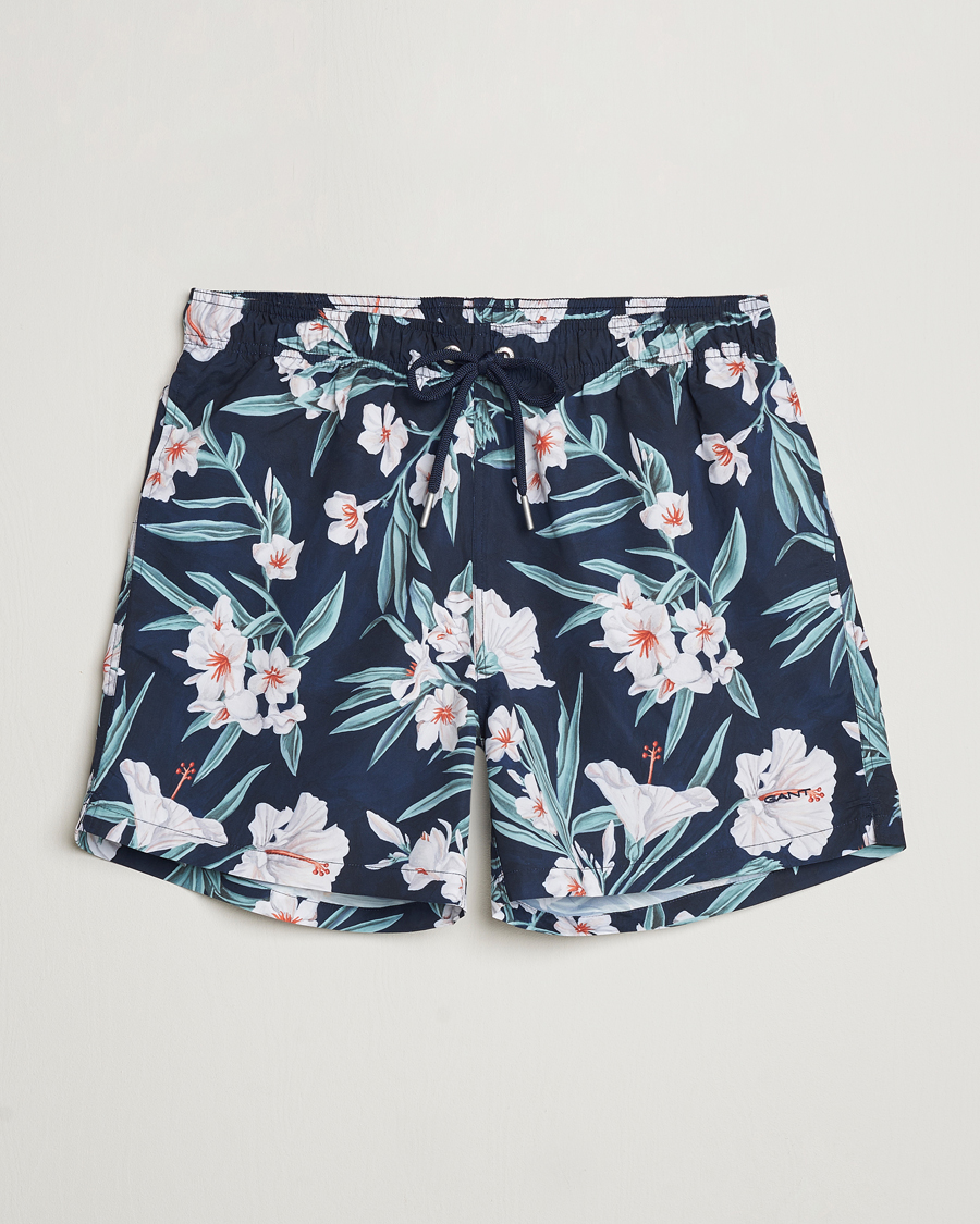 Herr | Badbyxor | Gant | Printed Flower Swimshorts Evening Blue