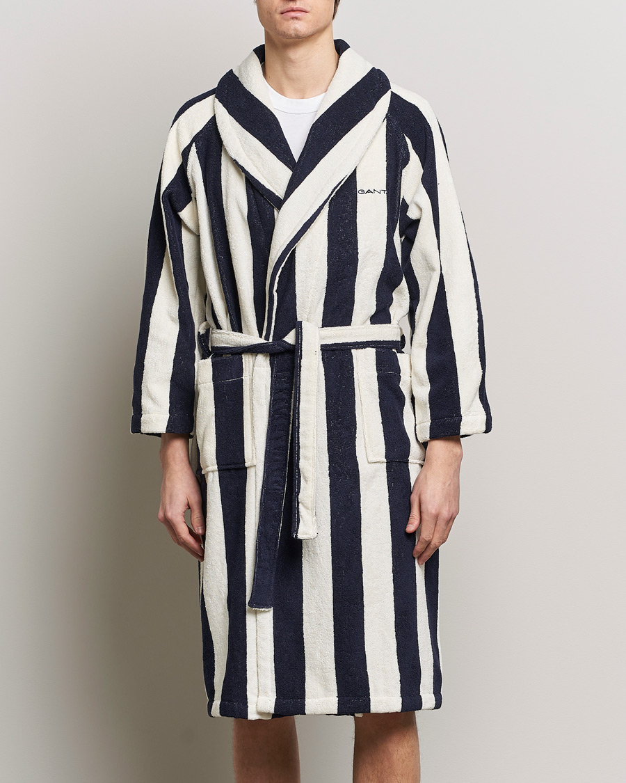 Herr | Pyjamas & Morgonrockar | GANT | Striped Robe Evening Blue/White