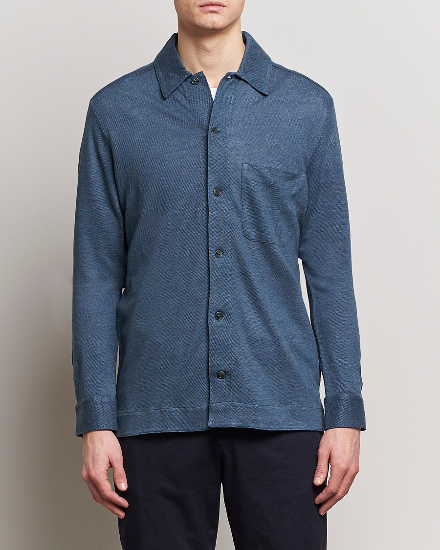 Herr | Skjortor | Paul Smith | Linen Jersey Shirt Blue