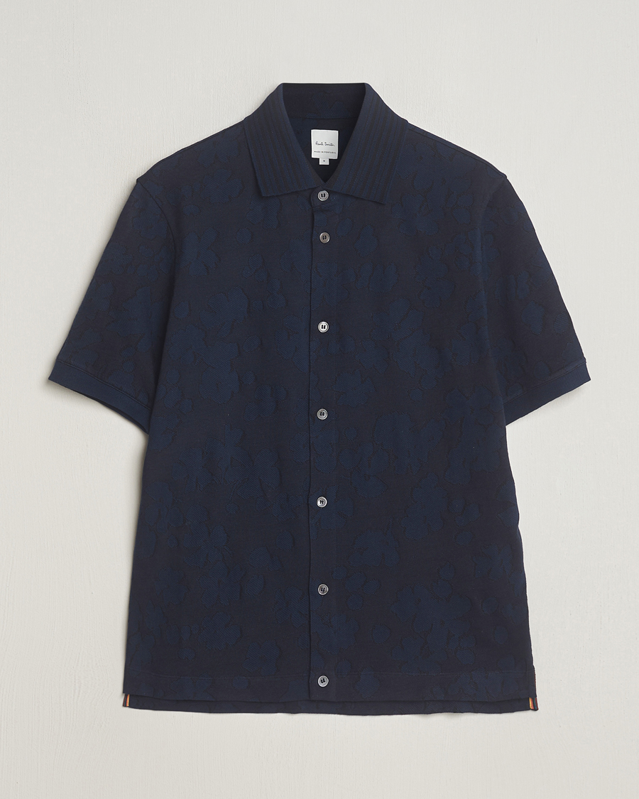 Herr | Skjortor | Paul Smith | Floral Jacquard Short Sleeve Shirt Navy