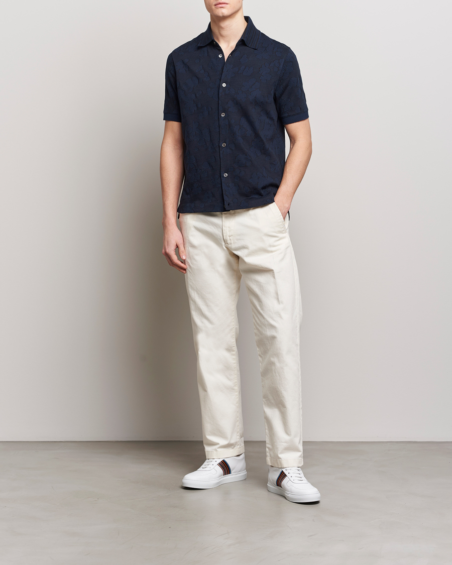 Herr | Skjortor | Paul Smith | Floral Jacquard Short Sleeve Shirt Navy