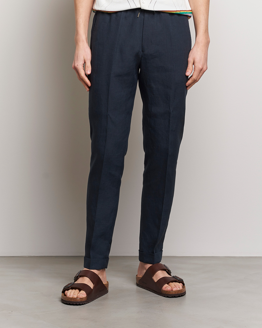 Herr | Kläder | Paul Smith | Linen Drawstring Trousers Navy