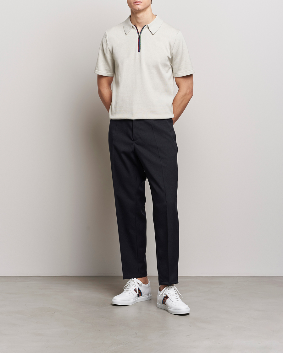 Herr | Pikéer | PS Paul Smith | Striped Half Zip Polo Light Grey