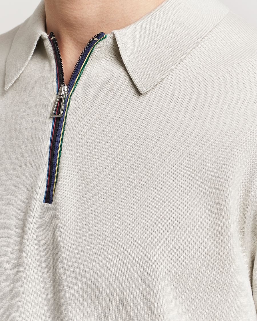 Herr | Pikéer | PS Paul Smith | Striped Half Zip Polo Light Grey