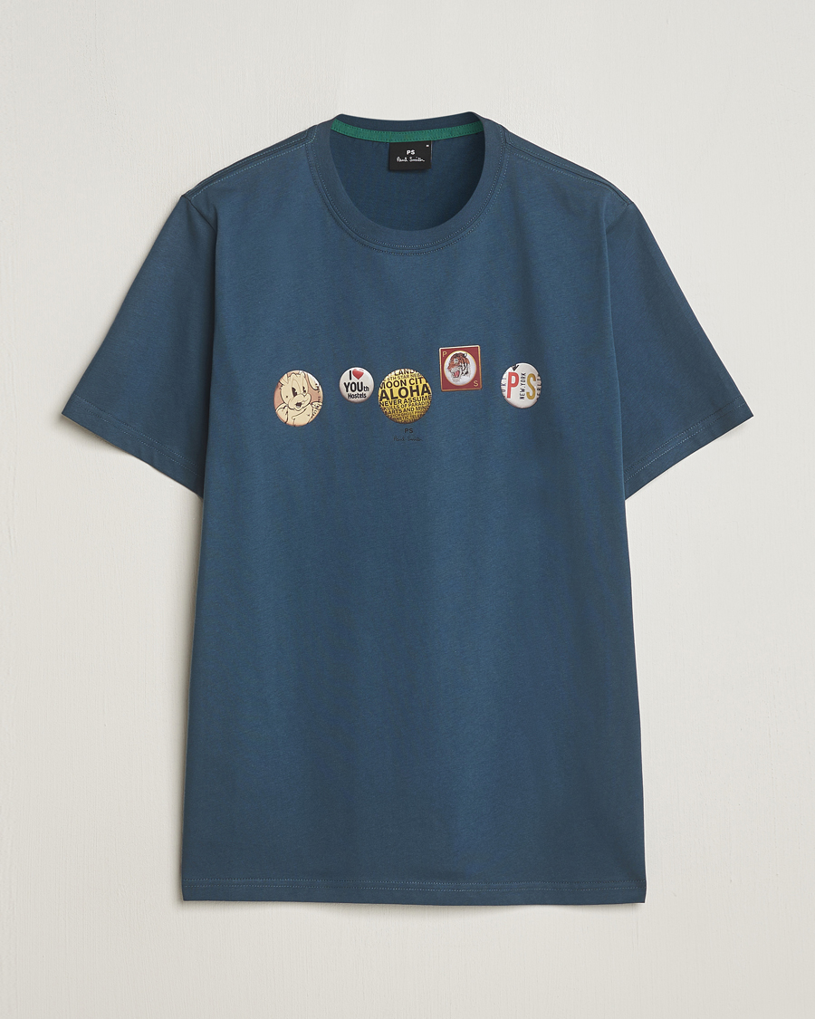 Herr | T-Shirts | PS Paul Smith | Organic Cotton Badges Crew Neck T-Shirt Blue