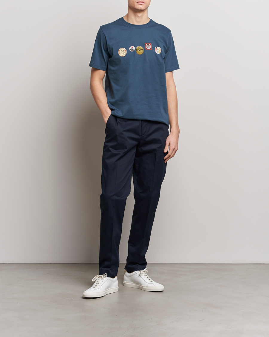 Herr | T-Shirts | PS Paul Smith | Organic Cotton Badges Crew Neck T-Shirt Blue