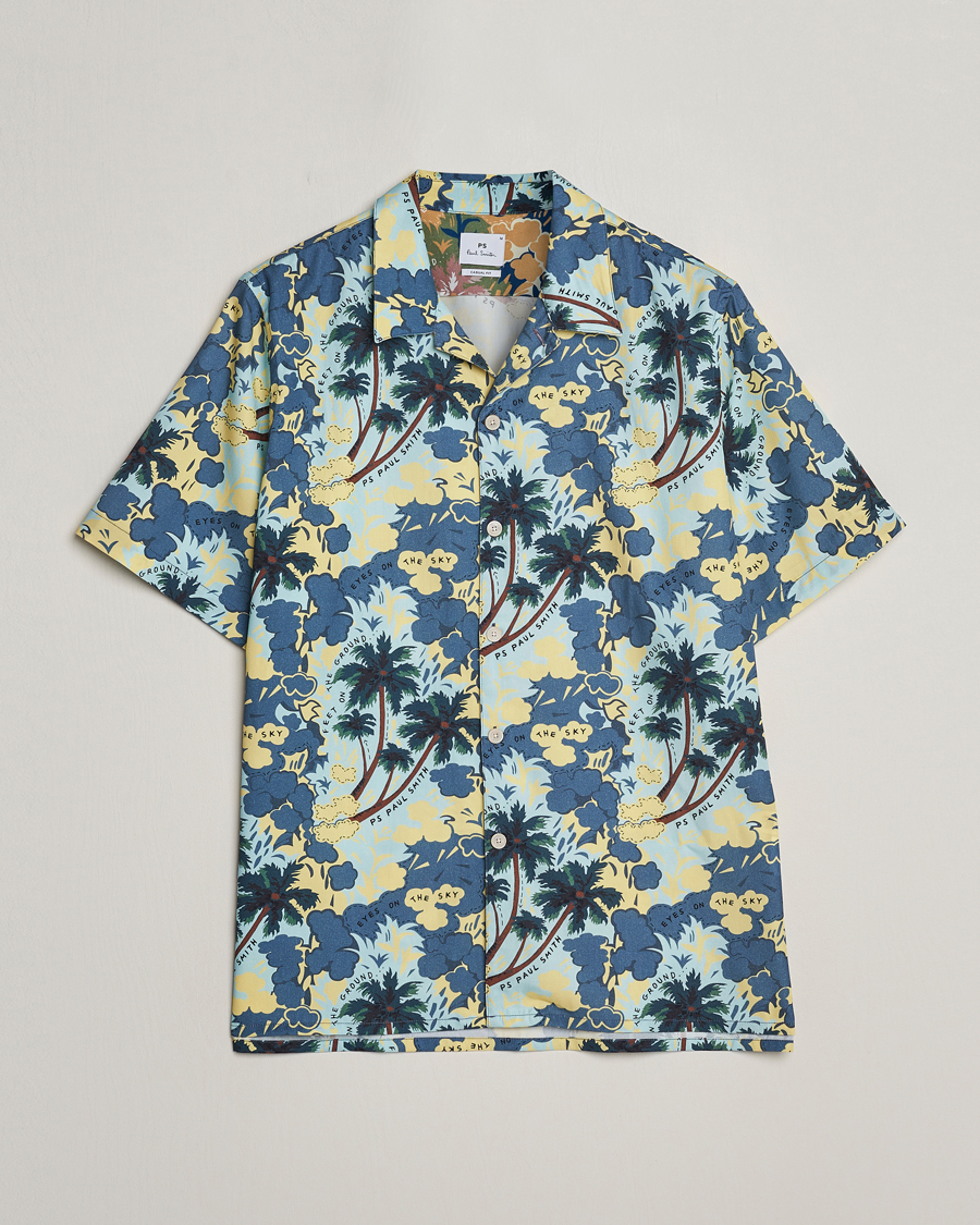 Herr | Skjortor | PS Paul Smith | Prined Flower Resort Short Sleeve Shirt Blue